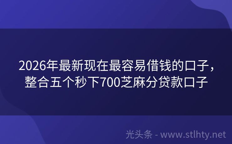 2026年最新现在最容易借钱的口子，整合五个秒下700芝麻分贷款口子