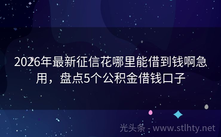 2026年最新征信花哪里能借到钱啊急用,盘点5个公积金借钱口子