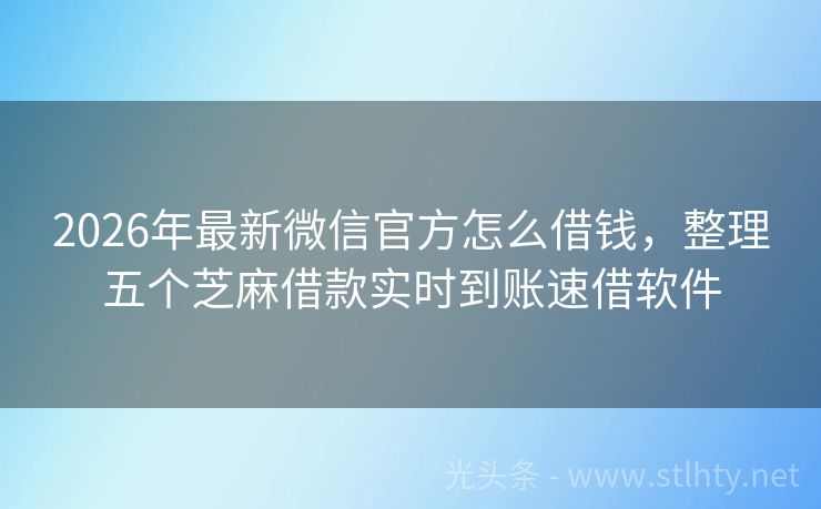 2026年最新微信官方怎么借钱，整理五个芝麻借款实时到账速借软件