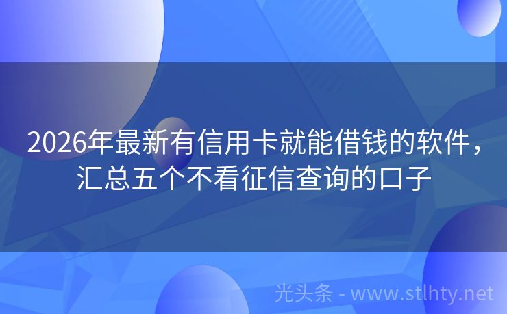 2026年最新有信用卡就能借钱的软件，汇总五个不看征信查询的口子