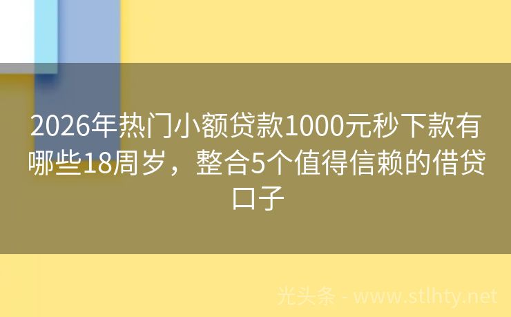 2026年热门小额贷款1000元秒下款有哪些18周岁，整合5个值得信赖的借贷口子