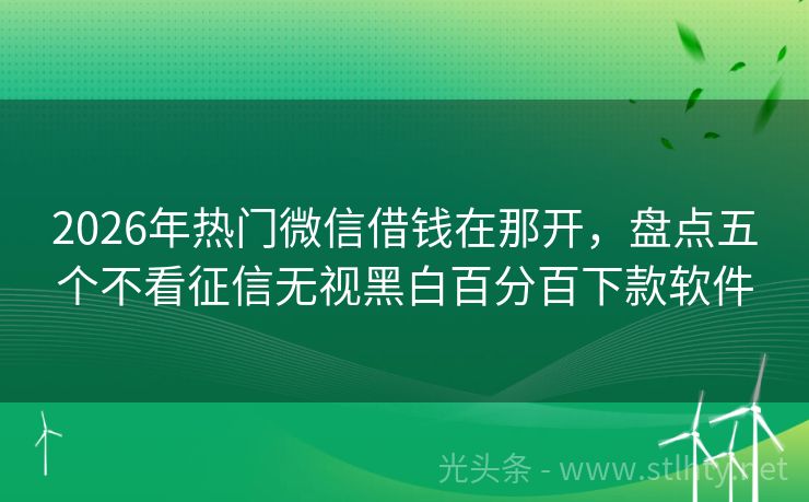 2026年热门微信借钱在那开，盘点五个不看征信无视黑白百分百下款软件