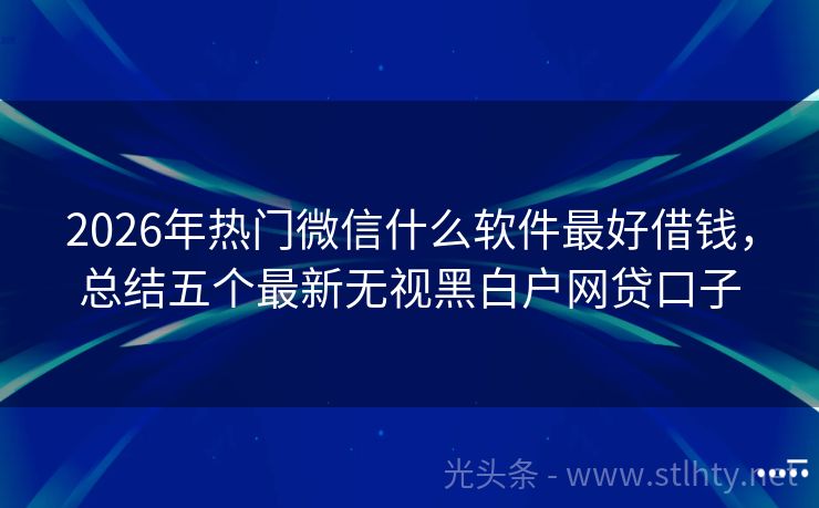 2026年热门微信什么软件最好借钱，总结五个最新无视黑白户网贷口子