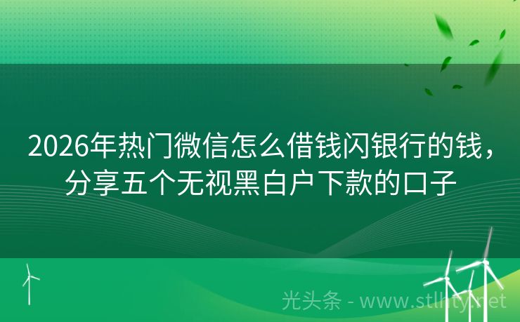 2026年热门微信怎么借钱闪银行的钱，分享五个无视黑白户下款的口子