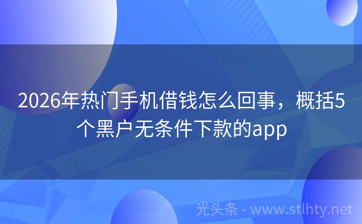 2026年热门手机借钱怎么回事，概括5个黑户无条件下款的app