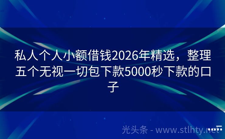 私人个人小额借钱2026年精选，整理五个无视一切包下款5000秒下款的口子