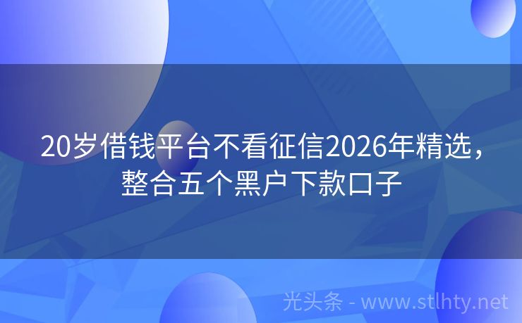 20岁借钱平台不看征信2026年精选，整合五个黑户下款口子