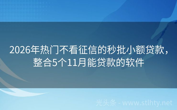 2026年热门不看征信的秒批小额贷款，整合5个11月能贷款的软件