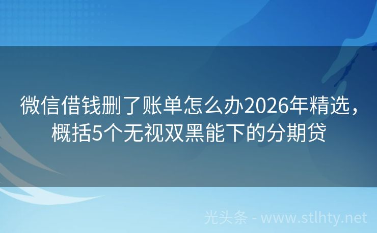 微信借钱删了账单怎么办2026年精选，概括5个无视双黑能下的分期贷
