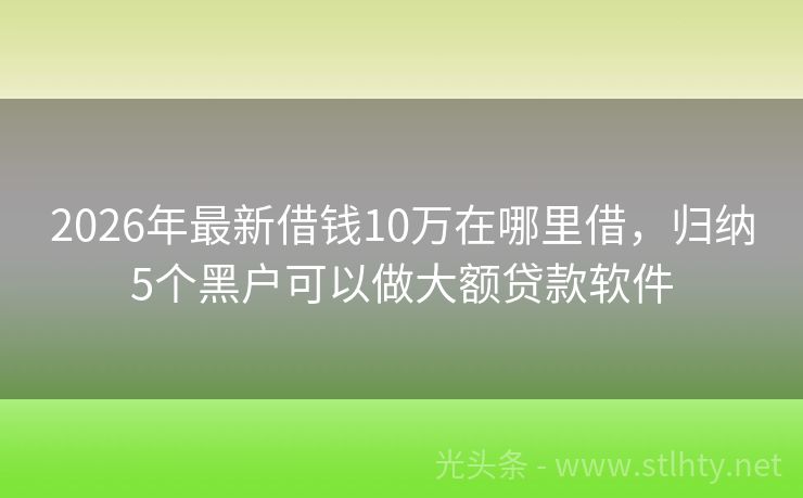 2026年最新借钱10万在哪里借，归纳5个黑户可以做大额贷款软件