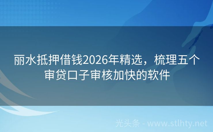 丽水抵押借钱2026年精选，梳理五个审贷口子审核加快的软件