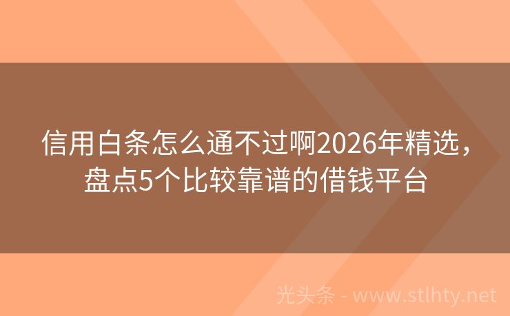 信用白条怎么通不过啊2026年精选，盘点5个比较靠谱的借钱平台