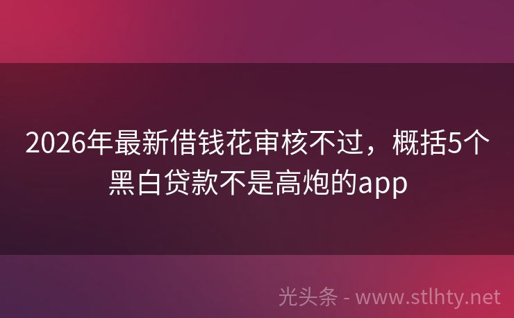 2026年最新借钱花审核不过，概括5个黑白贷款不是高炮的app