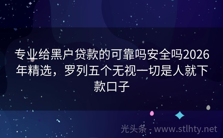 专业给黑户贷款的可靠吗安全吗2026年精选，罗列五个无视一切是人就下款口子
