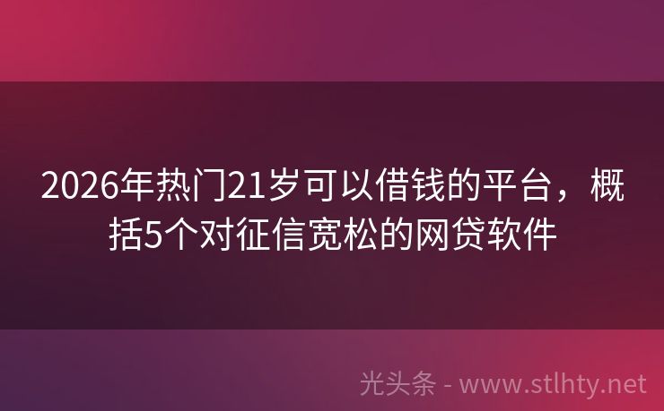 2026年热门21岁可以借钱的平台，概括5个对征信宽松的网贷软件