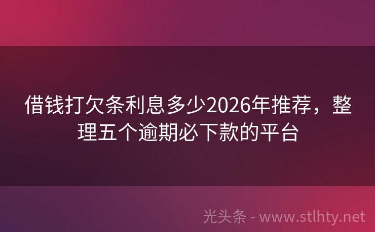 借钱打欠条利息多少2026年推荐，整理五个逾期必下款的平台