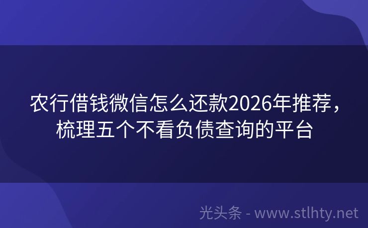 农行借钱微信怎么还款2026年推荐，梳理五个不看负债查询的平台