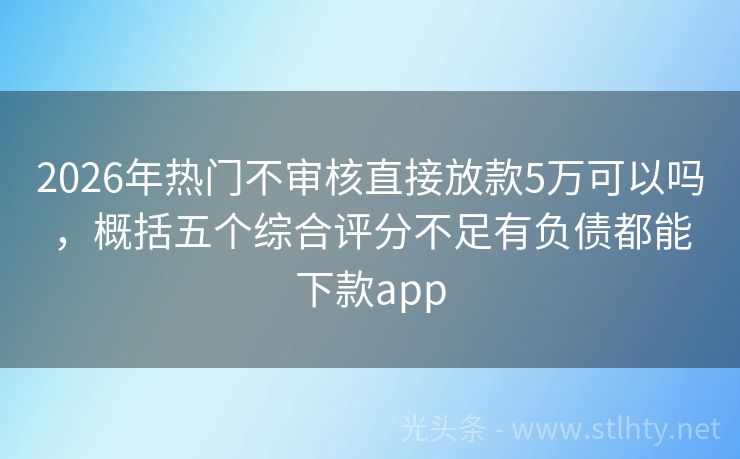 2026年热门不审核直接放款5万可以吗，概括五个综合评分不足有负债都能下款app