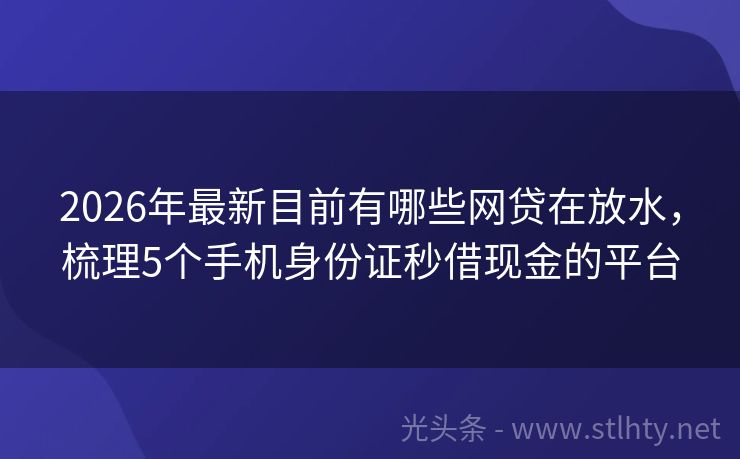 2026年最新目前有哪些网贷在放水，梳理5个手机身份证秒借现金的平台
