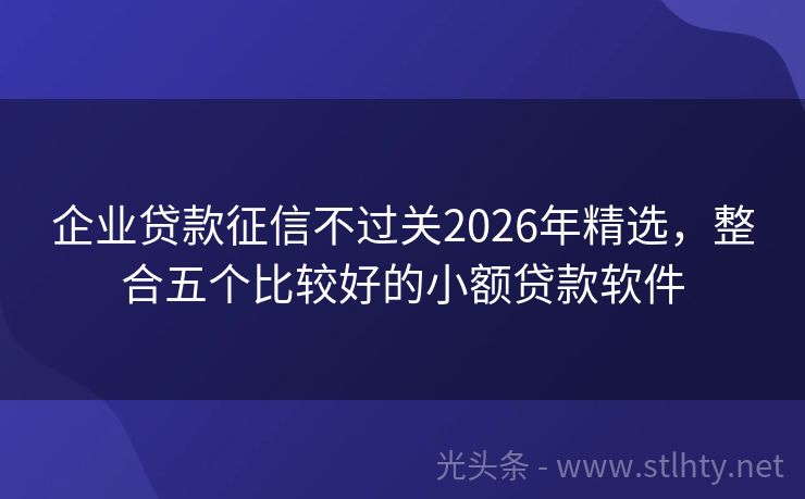 企业贷款征信不过关2026年精选，整合五个比较好的小额贷款软件