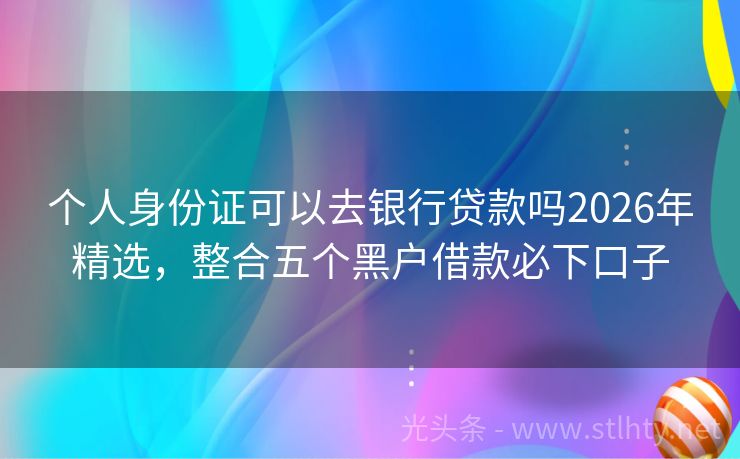 个人身份证可以去银行贷款吗2026年精选，整合五个黑户借款必下口子