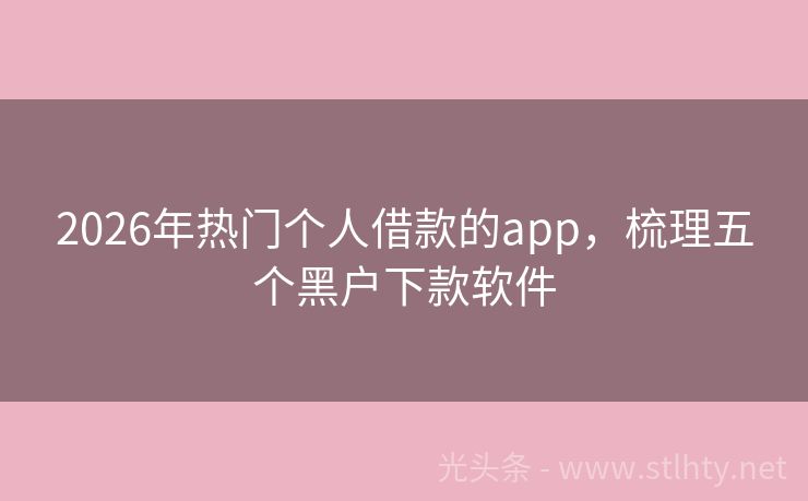 2026年热门个人借款的app，梳理五个黑户下款软件