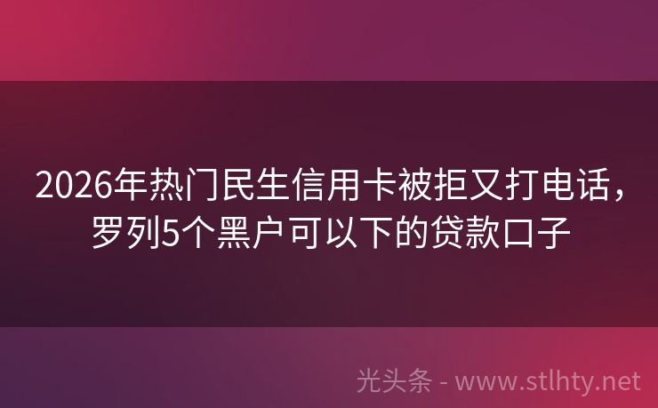 2026年热门民生信用卡被拒又打电话，罗列5个黑户可以下的贷款口子