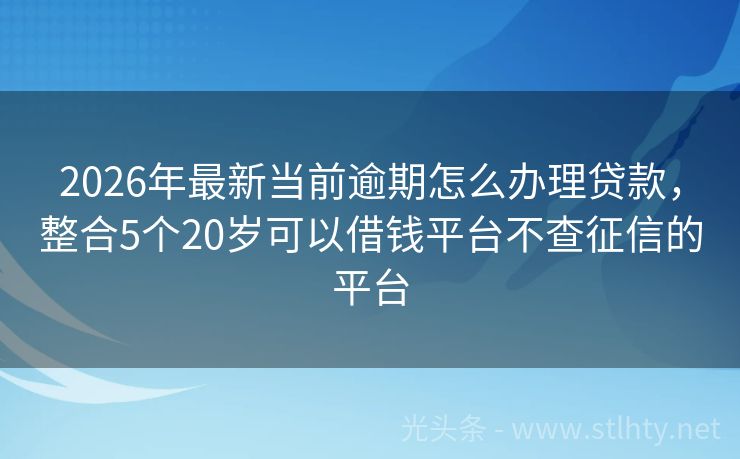 2026年最新当前逾期怎么办理贷款，整合5个20岁可以借钱平台不查征信的平台