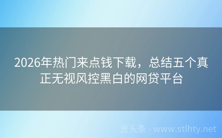 2026年热门来点钱下载，总结五个真正无视风控黑白的网贷平台