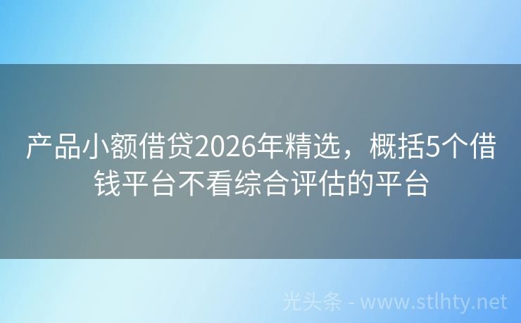 产品小额借贷2026年精选，概括5个借钱平台不看综合评估的平台