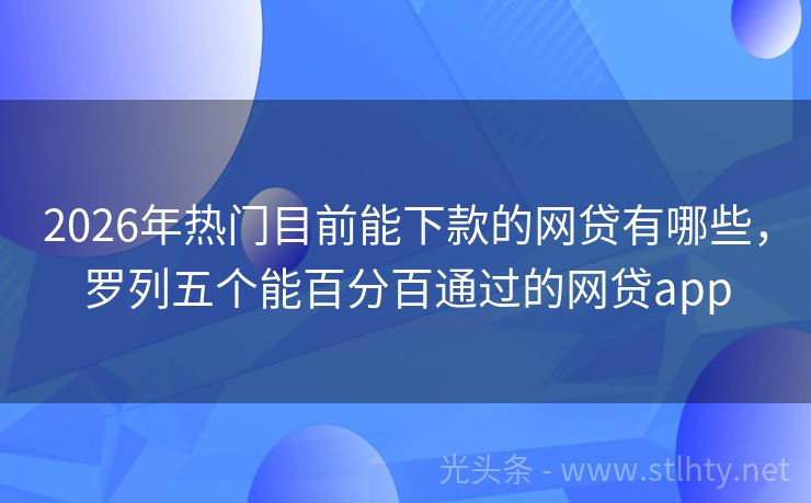 2026年热门目前能下款的网贷有哪些，罗列五个能百分百通过的网贷app