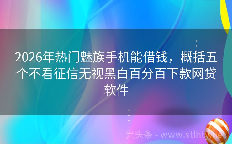 2026年热门魅族手机能借钱，概括五个不看征信无视黑白百分百下款网贷软件