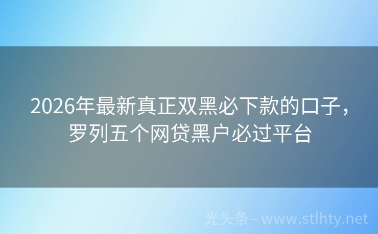 2026年最新真正双黑必下款的口子，罗列五个网贷黑户必过平台