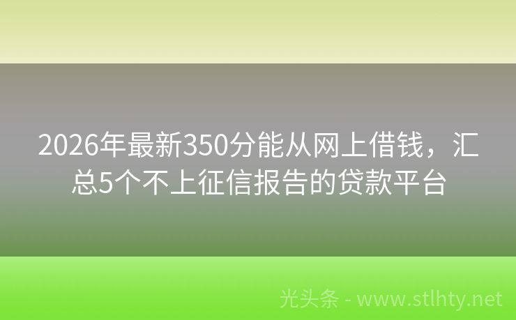 2026年最新350分能从网上借钱，汇总5个不上征信报告的贷款平台