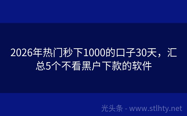 2026年热门秒下1000的口子30天，汇总5个不看黑户下款的软件