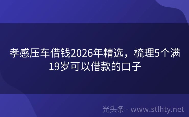 孝感压车借钱2026年精选，梳理5个满19岁可以借款的口子