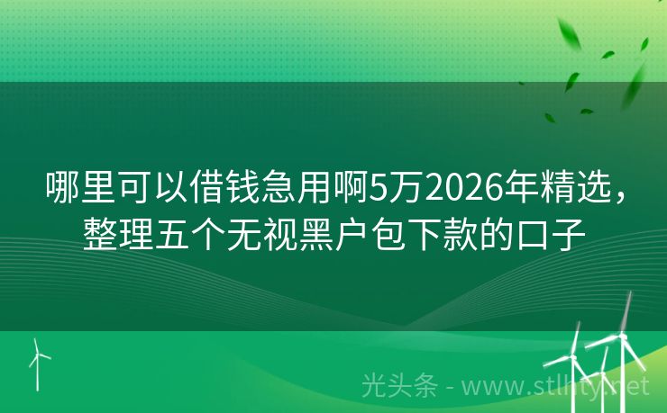 哪里可以借钱急用啊5万2026年精选，整理五个无视黑户包下款的口子