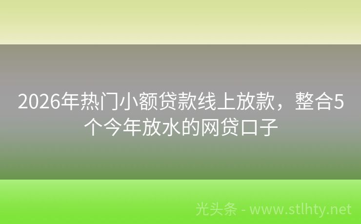 2026年热门小额贷款线上放款，整合5个今年放水的网贷口子
