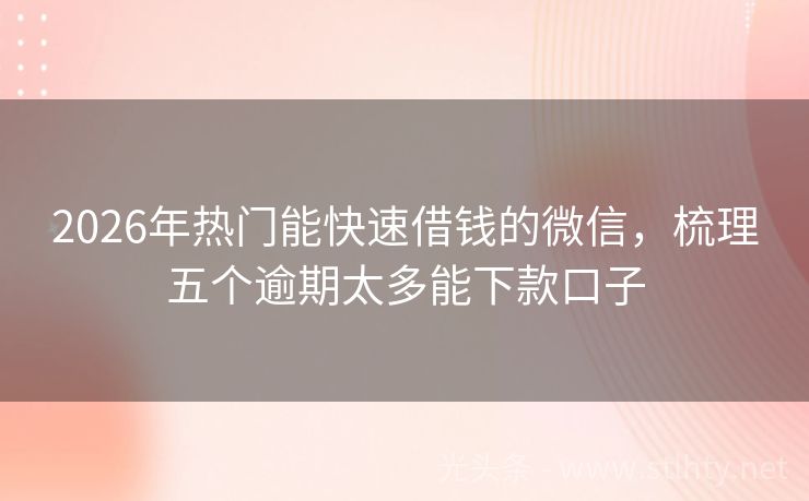 2026年热门能快速借钱的微信，梳理五个逾期太多能下款口子