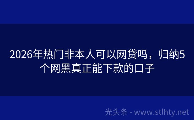 2026年热门非本人可以网贷吗，归纳5个网黑真正能下款的口子