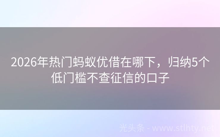 2026年热门蚂蚁优借在哪下，归纳5个低门槛不查征信的口子