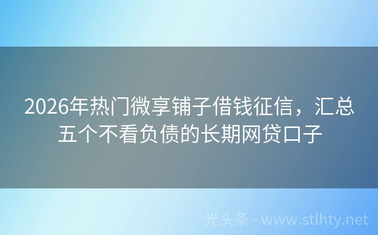 2026年热门微享铺子借钱征信，汇总五个不看负债的长期网贷口子