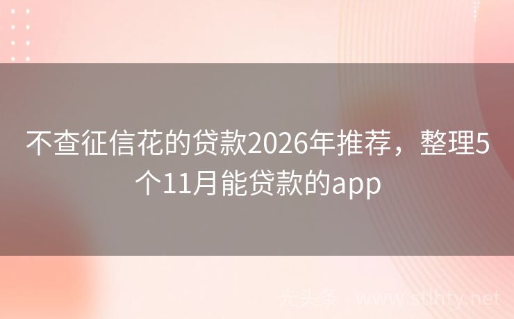 不查征信花的贷款2026年推荐,整理5个11月能贷款的app