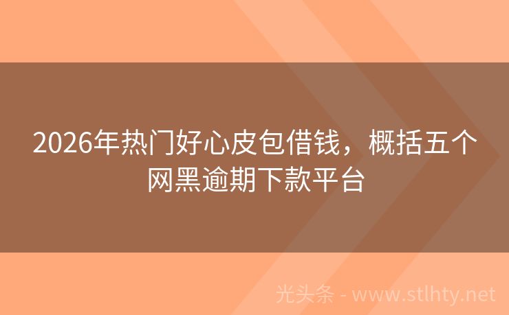 2026年热门好心皮包借钱，概括五个网黑逾期下款平台