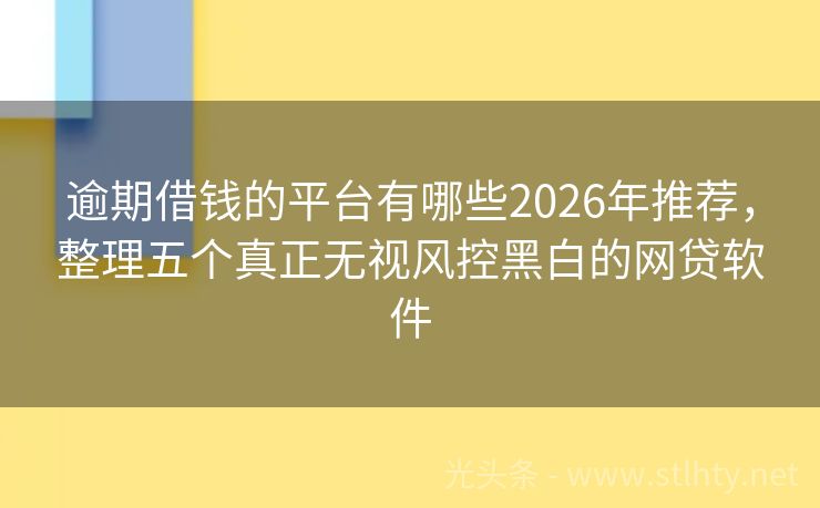 逾期借钱的平台有哪些2026年推荐，整理五个真正无视风控黑白的网贷软件