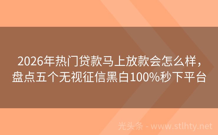2026年热门贷款马上放款会怎么样，盘点五个无视征信黑白100%秒下平台