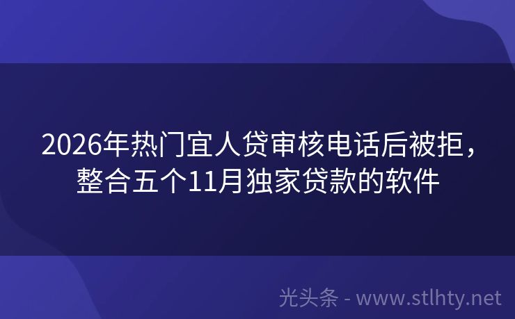 2026年热门宜人贷审核电话后被拒，整合五个11月独家贷款的软件