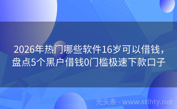 2026年热门哪些软件16岁可以借钱，盘点5个黑户借钱0门槛极速下款口子