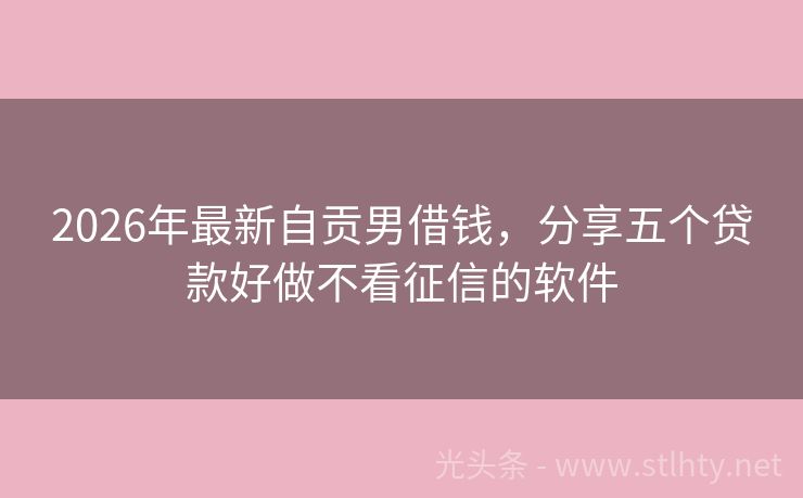 2026年最新自贡男借钱，分享五个贷款好做不看征信的软件