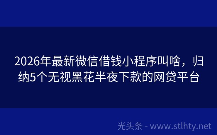 2026年最新微信借钱小程序叫啥，归纳5个无视黑花半夜下款的网贷平台